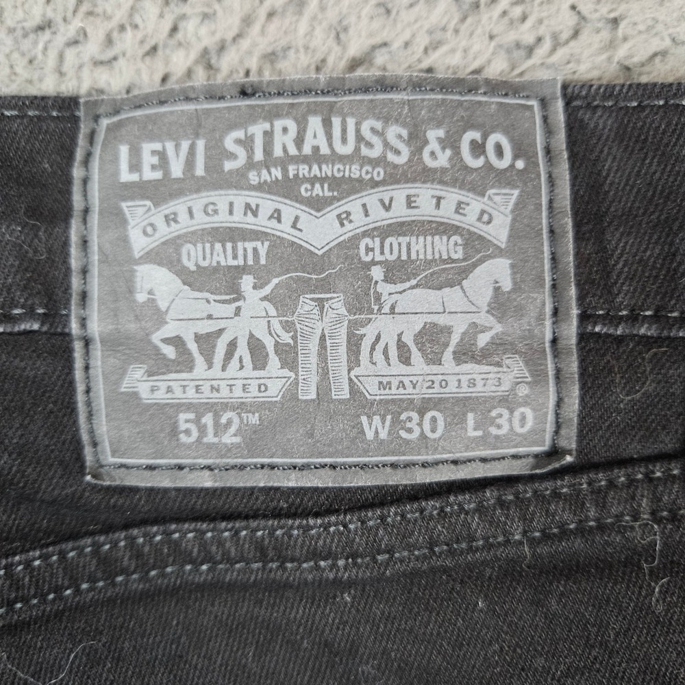Levis 512 30x30 Slim Taper Mens Black Denim Jeans - Picture 8 of 9